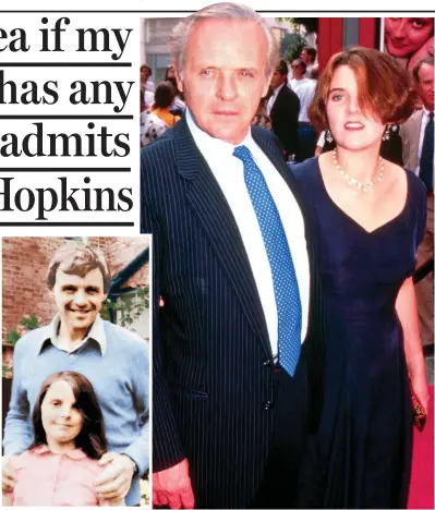  ??  ?? Family rift: Sir Anthony Hopkins with Abigail in the 1970s and at a film premiere in 1991