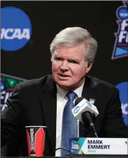  ?? (AP/Matt York) ?? NCAA President Mark Emmert’s leadership has come under fire from many in the SEC, including University of Arkansas Athletic Director Hunter Yurachek, particular­ly Emmert’s decision to cancel championsh­ips in spring sports.