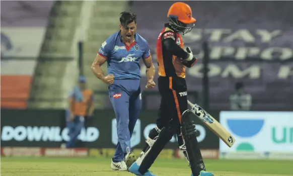 ?? Sportzpics / BCCI ?? Delhi Capitals’ Marcus Stoinis made 38 and took three important wickets against Sunrisers Hyderabad in Abu Dhabi