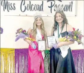  ?? Submitted Photo ?? Londan Buck (left), Young Miss Colcord 2022, poses with Miss Colcord Leah Whitehead at the Miss Colcord Pageant in September of last year. The Colcord Youth Pageant, in which young girls prepare for the Miss Colcord Pageant, will be held on Saturday at the Colcord Community Center.