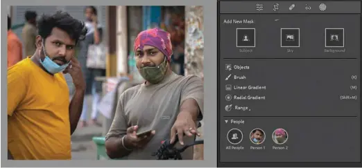  ?? ?? Picture 7: The enhanced Masking panel of ersion 12 with people in the image.