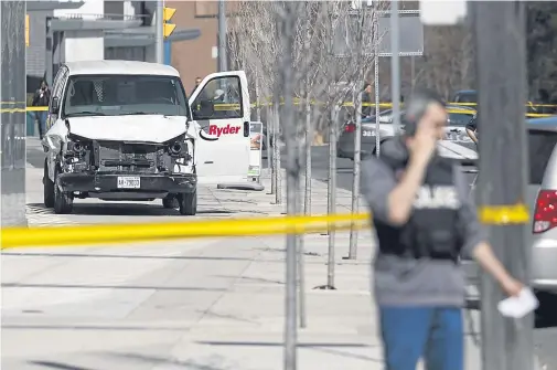  ??  ?? CHAOS: The van involved in the incident in which at least eight people were struck by the driver who was later arrested