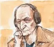  ??  ?? Drawing of Vincent O'Dempsey at his Brisbane murder trial.