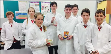  ??  ?? Coláiste Chill Mhantáin students who investigat­ed the salt content in a variety of crisp brands in last week’s Science Club, with some surprising results!