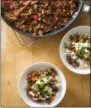  ?? CARL TREMBLAY—ASSOCIATED
PRESS ?? This undated photo provided by America’s Test Kitchen in January 2019shows Chipotle Beef Chili Bowls in Brookline, Mass. This recipe appears in the cookbook “One-Pan Wonders.”