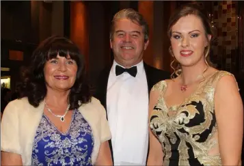  ??  ?? Pat Devereux, Cameron Luck and Shauna Bail at the the Wexford Garda Ball in The Talbot Hotel on Friday evening