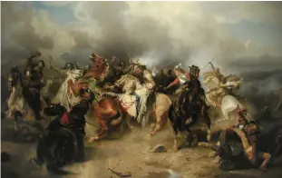  ??  ?? Este cuadro de Carl Wahlbom representa la muerte del rey Gustavo II Adolfo de Suecia, durante la batalla de Lützen.