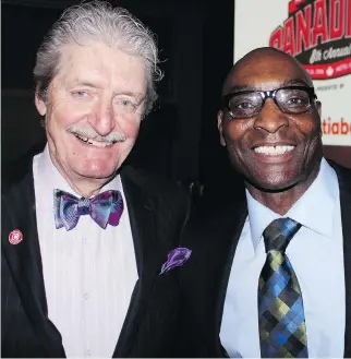  ?? FRED LEE ?? Toronto Blue Jays great Lloyd Moseby, right, shown with Vancouver Canadians owner Jeff Mooney, has been named to the Canadian Baseball Hall of Fame. Expos superstar Pedro Martinez is also joining the hall.