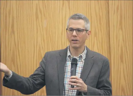  ?? FILE PHOTO ?? Congressma­n Anthony Brindisi, D-22, speaks to constituen­ts at Mohawk Valley Community College in Rome on Thursday, Feb. 21, 2019.
