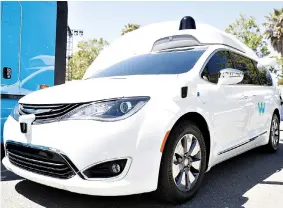  ?? REUTERS ?? A WAYMO self-driving car is seen during the annual Google I/O developers conference in Mountain View, California, May 8.