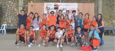  ??  ?? The players of Jemar Engineerin­g Services and Celjem Constructi­on & Developmen­t Corporatio­n representi­ng Team Orange led by Engr. Jerry Maratas celebrate after winning the overal title of the first ever Contractor­s Inter-Company Sportsfest.