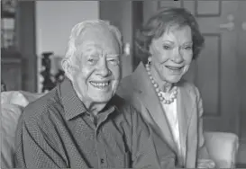  ?? Bob Andres/Atlanta Journal-Constituti­on via AP ?? Jimmy and Rosalynn Carter talk about their years together in his office on Wednesday, June 22, 2016, at the Carter Center in Atlanta. They will celebrate their 70th wedding anniversar­y on July 7. Jimmy and Rosalynn Carter say his recent treatment for...