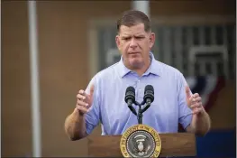  ?? REBECCA DROKE — THE ASSOCIATED PRESS FILE ?? Secretary of Labor Marty Walsh speaks before President Joe Biden at a United Steel Workers of America Labor Day event in West Mifflin, Pa., Sept. 5, 2022. The NHL Players' Associatio­n has hired U.S. Secretary of Labor Marty Walsh as its new executive director. The union said Thursday, its executive board with representa­tives from all 32clubs unanimousl­y approved Walsh's appointmen­t. Walsh will begin his new role in mid-March.