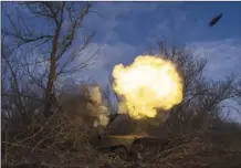  ?? Photo credit ?? Ukrainian self propelled howitzer 2S1 of 80 Air Assault brigade fires towards Russian forces at the frontline near Bakhmut, Ukraine, on Friday.