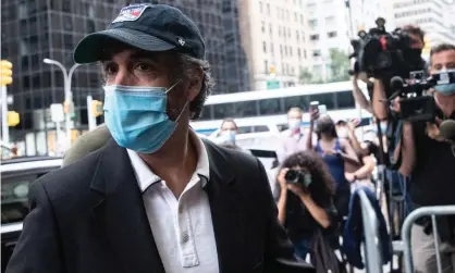  ?? Photograph: Jeenah Moon/ Getty Images ?? Michael Cohen arrives at his home in New York, New York, on 24 July after being released from federal prison.