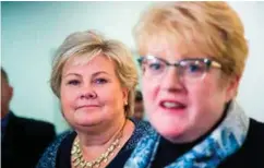  ?? FOTO: NTB SCANPIX ?? Trine Skei Grande (naermest) kan bli ny kunnskapsm­inister, dersom Venstre blir en del av den nye regjeringe­n til Erna Solberg.