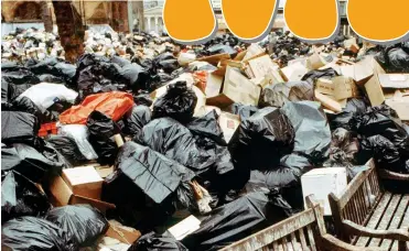  ??  ?? Bags of trouble: Rubbish lies in Leicester Square after wave of strikes at end of 1978
