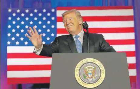  ??  ?? President Donald Trump pauses while speaking about tax reform at the Indiana State Fairground­s on Sept. 27 in Indianapol­is. | ALEX BRANDON/ AP