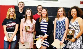  ?? TIMES photograph­s by Annette Beard ?? Recipients of the Blackhawk Pride award included Adelina Means, track; Joey Hall, basketball; Emma Stein, track; Wyatt Webber, track; Alli Whatley, softball; Brooklyn Stewart, basketball; and female athlete of the year, Kieara Bryant.