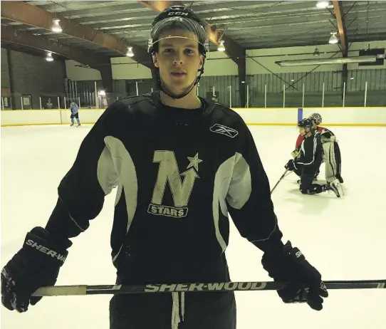  ??  ?? After being off for almost two months with a knee injury, Battleford­s North Stars captain Kendall Fransoo, above, returned to play in the Canalta Cup final.