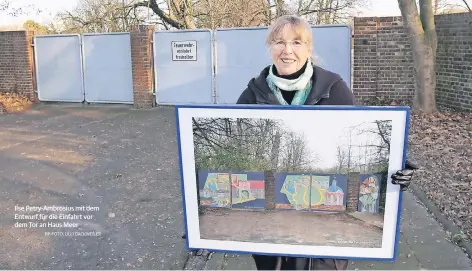  ?? RP-FOTO: ULLI DACKWEILER ?? Ilse Petry-Ambrosius mit dem Entwurf für die Einfahrt vor dem Tor an Haus Meer