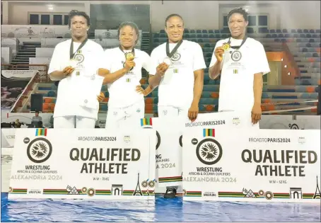  ?? ?? L-R: Hannah Reuben, Christiana Ogunsanya, Blessing Oborududu and Esther Kolawole booked their tickets to the 2024 Olympic Games in Paris at the Africa and Asia Olympic Qualifiers in Alexandria, Egypt...yesterday