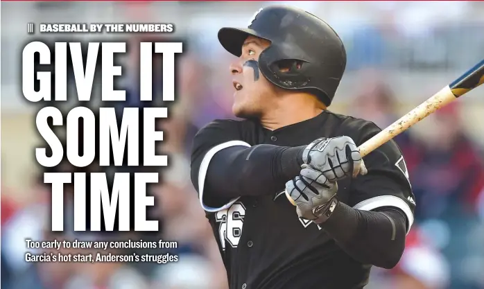  ?? | BRUCE KLUCKHOHN/ AP ?? White Sox outfielder Avisail Garcia ( connecting on a two- run home run against the Twins) entered play Mondaywith a .511 on- base percentage and a .674 slugging percentage for a 1.185 OPS.