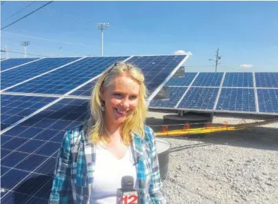  ?? STAFF FILE PHOTO ?? Tammy Bramlett, TVA’s director of business developmen­t and renewables, talks about the community solar project TVA helped EPB build in Chattanoog­a along Holtzclaw Avenue.