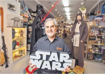  ??  ?? This file photo taken on Nov 24, 2015 shows Steve Sansweet, owner and self-proclaimed CEO of Rancho Obi-Wan, the world’s largest private collection of Star Wars memorabili­a in Petaluma, California. — AFP photo