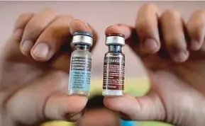  ?? AFP PIC ?? Vials of the anti-dengue vaccine Dengvaxia developed by French pharmaceut­ical giant Sanofi.