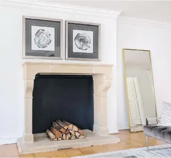  ?? DESIGN RECIPES ?? A pair of hung art pieces and leaning mirrors help frame a fireplace mantel.