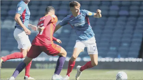  ??  ?? RESOLVE
Joe Hancott in action for Pompey against Norwich under-21s