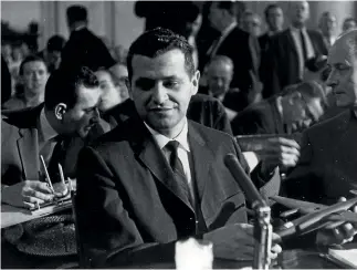  ?? PHOTO: GETTY IMAGES ?? Gary Powers, the American spy pilot shot down over Russia, at a Senate Armed Forces Committee in Washington in 1962. His swap for a Russian undercover agent arrested in the US was engineered by Yuri Drozdov.