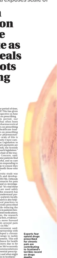  ??  ?? Experts fear opioid drugs prescribed for chronic pain are contributi­ng to Scotland’s terrible record on drugs deaths