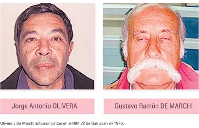  ?? ?? Olivera y De Marchi actuaron juntos en el RIM 22 de San Juan en 1976.