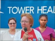  ?? MARIAN DENNIS – DIGITAL FIRST MEDIA ?? Bernie Moser, a nurse who has worked at Pottstown Hospital for 35 years, talks about what needs to change with Tower Health last week.