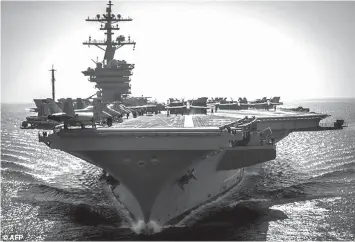  ?? AGENCE FRANCE PRESSE ?? The US Navy said early April it was directing a naval strike group headed by the USS Carl Vinson aircraft carrier to “sail north” as a measure to deter Pyongyang.