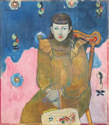  ??  ?? Paul Gauguin’s Portrait of a Young Girl, Vaïte (Jeanne) Goupil, above, and Paul Cézanne’s Women Bathing, right