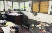  ?? ALEX SHUR — WISCONSIN STATE JOURNAL ?? The damaged interior of Wisconsin Family Action headquarte­rs in Madison, Wis., on Sunday.