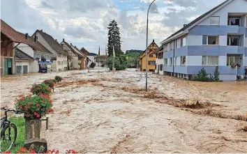  ??  ?? Der Schlaateme­r Bach wurde zu einem reissenden, bis zu drei Meter hohen Fluss. 20MIN/NEWS-SCOUT