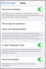  ??  ?? Die iCloud-Fotomediat­hek spart lokalen Speicher, wenn Sie „iPhone-Speicher optimieren“einschalte­n.