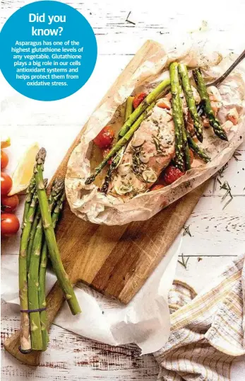  ?? PHOTOS: CONTRIBUTE­D ?? DELICIOUS: Lemon baked salmon with asparagus.