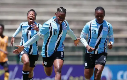  ?? PIC: BFA ?? Mares gallop: Botswana players celebrate after stunning Zambia 2-1 in Port Elizabeth yesterday to reach their first ever COSAFA Cup final