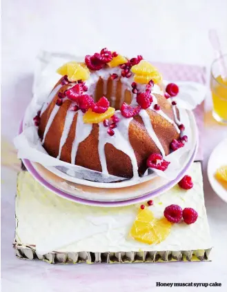  ??  ?? Honey muscat syrup cake