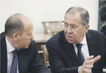  ?? FOTO: AP ?? Ministrul de Externe,Serghei Lavrov (dreapta),alături de șeful FSB,Alexander Bortnikov.