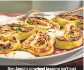  ??  ?? Don Angie’s pinwheel lasagna isn’t just Instagram bait. It also tastes better than most traditiona­lly layered versions.