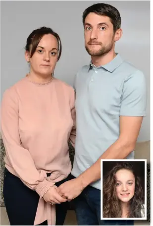  ?? Julian Hamilton ?? Gemma and Adam Lee, the parents of Megan Lee (inset) who died from an allergic reaction to a takeaway meal