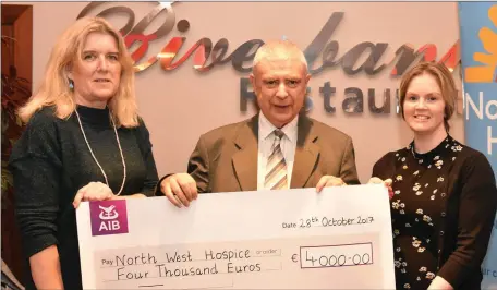  ??  ?? The North West Hospice would like to say a huge thank you to Leitrim Man of the Year Hubert McHugh for the amazing Country Night he organised in the Bush hotel as a fund raiser for both N W Hospice and The Kidney Associatio­n . Hubert seen along with...