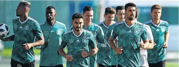  ?? Picture: AFP ?? German players warm up this week. Today they open their World Cup in the Luzhniki Stadium, Moscow, against Mexico.