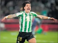  ?? ?? Bellerín celebra un gol con el Betis.